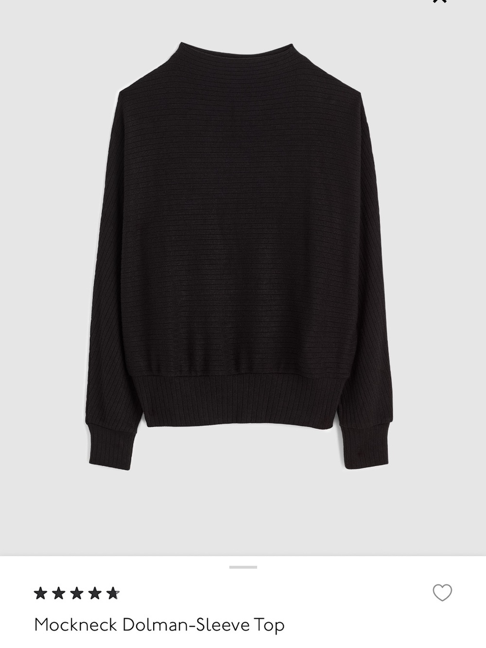 NWT Madewell Mockneck Dolman Sleeve Black Top